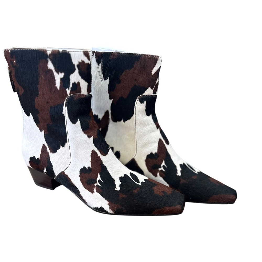 Madewell NWOB The Carina Ankle Boot SZ 8 Brown White Cow‎ Print Calf Hair - Picture 3 of 9